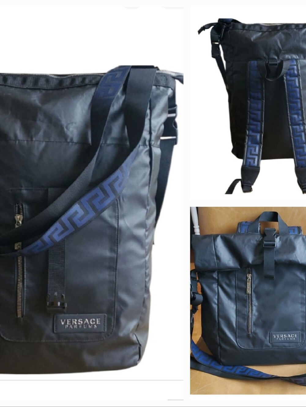 NEW Versace Convertable Crossbody Shoulder Travel Bag Backpack